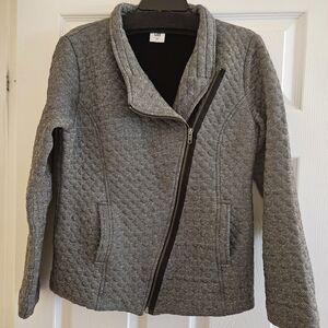 CAbi Gray Quilted Bomber Jacket